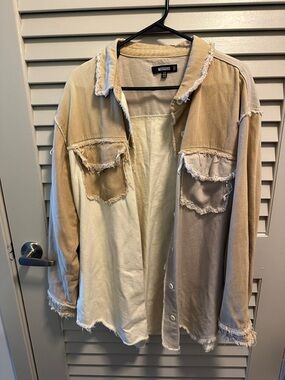 Missguided Beige Co Ord Colorblock Shirt